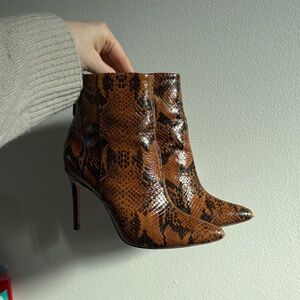 SCHUTZ Brown Snake Print Ankle Booties